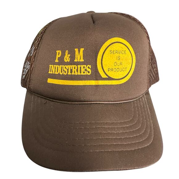 Workwear P&M  Industries Brown and Yellow Baseball Trucker Hat Adjustable - Picture 6 of 6